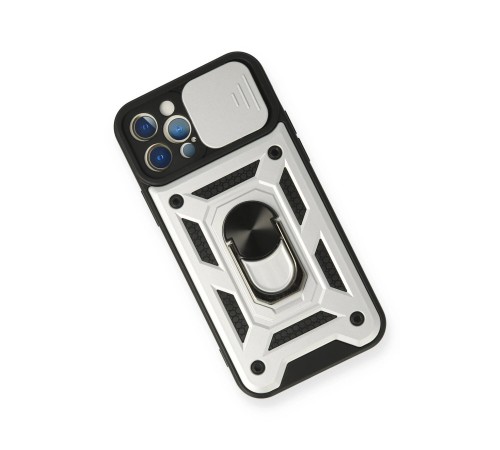 iPhone 12 Pro Kılıf Pars Lens Yüzüklü Silikon - Gümüş