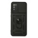 Samsung Galaxy A02S Kılıf Pars Lens Yüzüklü Silikon - Siyah