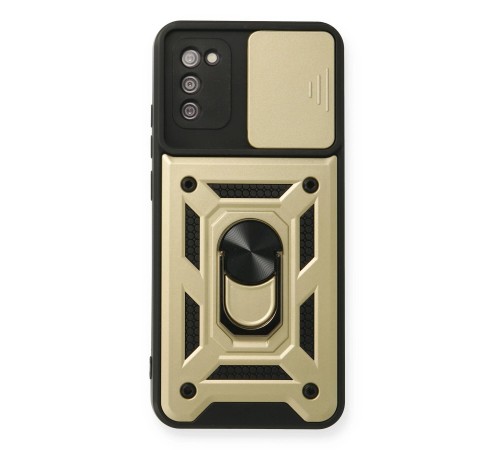 Samsung Galaxy A02S Kılıf Pars Lens Yüzüklü Silikon - Gold