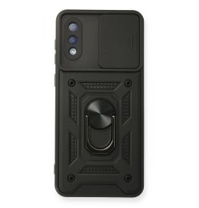 Samsung Galaxy A02 Kılıf Pars Lens Yüzüklü Silikon - Siyah
