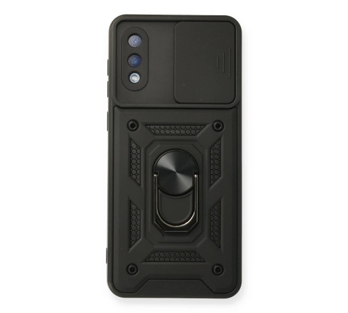 Samsung Galaxy A02 Kılıf Pars Lens Yüzüklü Silikon - Siyah