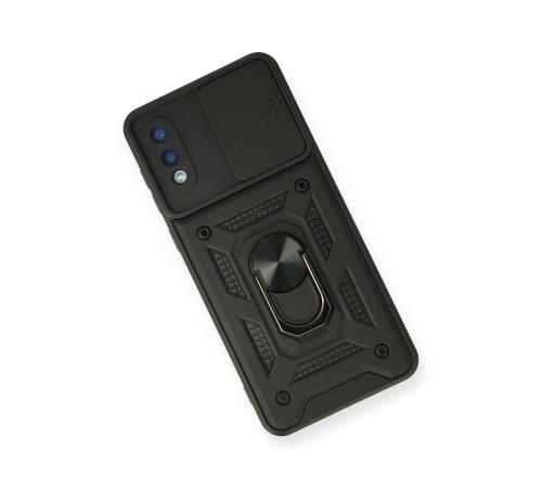 Samsung Galaxy A02 Kılıf Pars Lens Yüzüklü Silikon - Siyah
