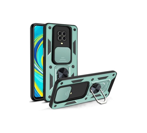 Xiaomi Redmi Note 9 Pro Kılıf Pars Lens Yüzüklü Silikon - Yeşil