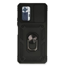 Xiaomi Redmi Note 10 Pro Kılıf Pars Lens Yüzüklü Silikon - Siyah