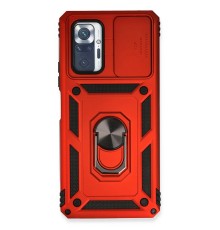 Xiaomi Redmi Note 10 Pro Kılıf Pars Lens Yüzüklü Silikon - Kırmızı