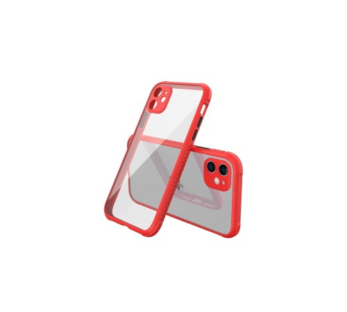 iPhone 12 Mini Kılıf Miami Şeffaf Silikon - Kırmızı iPhone 12 Mini Kılıf Miami Şeffaf Silikon - Kırmızı