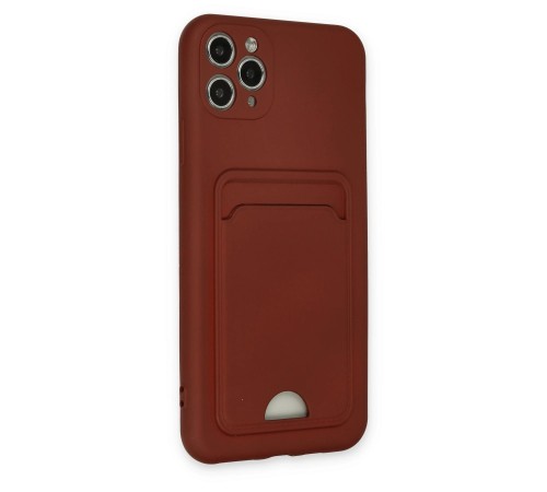 iPhone 11 Pro Max Kılıf Kelvin Kartvizitli Silikon - Bordo