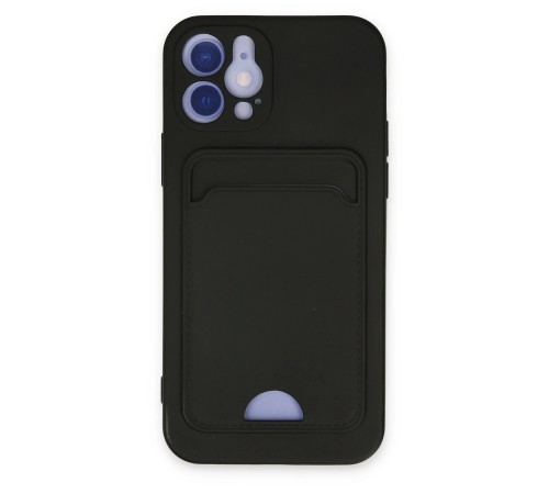iPhone 12 Kılıf Kelvin Kartvizitli Silikon - Siyah