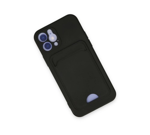 iPhone 12 Kılıf Kelvin Kartvizitli Silikon - Siyah