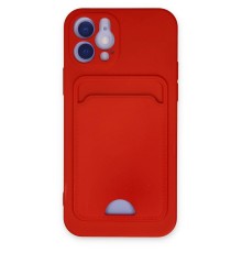 iPhone 12 Kılıf Kelvin Kartvizitli Silikon - Kırmızı