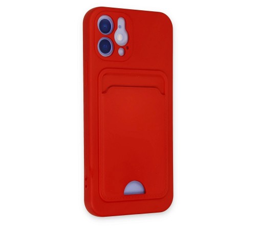 iPhone 12 Kılıf Kelvin Kartvizitli Silikon - Kırmızı