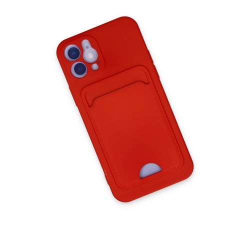 iPhone 12 Kılıf Kelvin Kartvizitli Silikon - Kırmızı