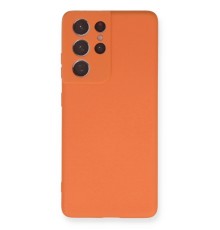 Samsung Galaxy S21 Ultra Kılıf Nano içi Kadife Silikon - Turuncu