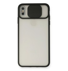 iPhone X Kılıf Palm Buzlu Kamera Sürgülü Silikon - Siyah