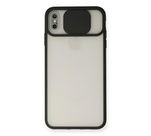 iPhone X Kılıf Palm Buzlu Kamera Sürgülü Silikon - Siyah
