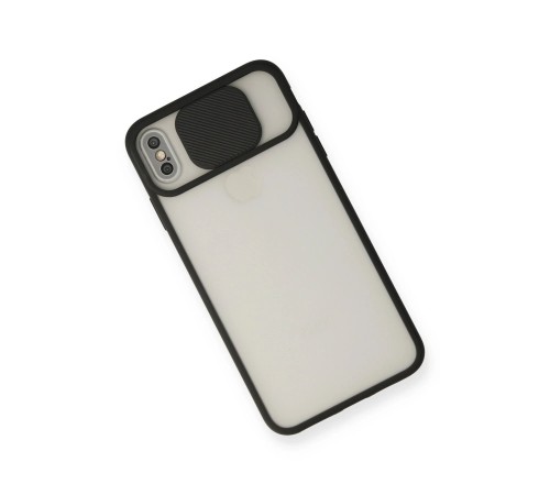 iPhone X Kılıf Palm Buzlu Kamera Sürgülü Silikon - Siyah