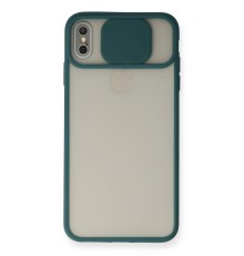 iPhone X Kılıf Palm Buzlu Kamera Sürgülü Silikon - Yeşil