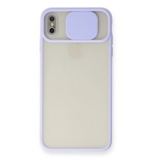 iPhone X Kılıf Palm Buzlu Kamera Sürgülü Silikon - Lila