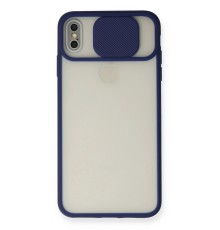 iPhone X Kılıf Palm Buzlu Kamera Sürgülü Silikon - Lacivert