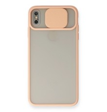 iPhone X Kılıf Palm Buzlu Kamera Sürgülü Silikon - Pembe