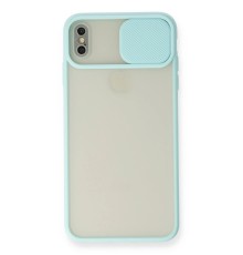 iPhone X Kılıf Palm Buzlu Kamera Sürgülü Silikon - Turkuaz