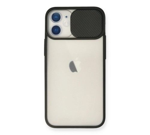 iPhone 12 Mini Kılıf Palm Buzlu Kamera Sürgülü Silikon - Siyah