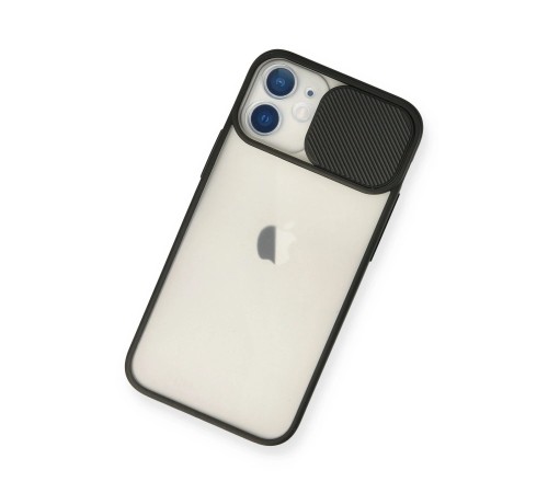 iPhone 12 Mini Kılıf Palm Buzlu Kamera Sürgülü Silikon - Siyah