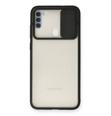 Samsung Galaxy A11 Kılıf Palm Buzlu Kamera Sürgülü Silikon - Siyah