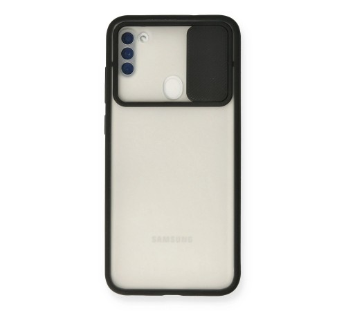 Samsung Galaxy A11 Kılıf Palm Buzlu Kamera Sürgülü Silikon - Siyah