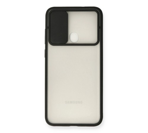 Samsung Galaxy A11 Kılıf Palm Buzlu Kamera Sürgülü Silikon - Siyah