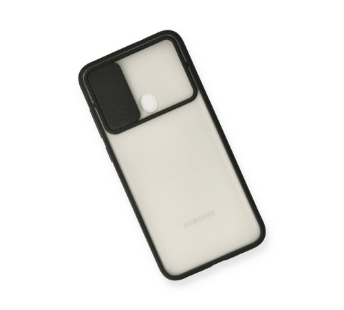 Samsung Galaxy A11 Kılıf Palm Buzlu Kamera Sürgülü Silikon - Siyah