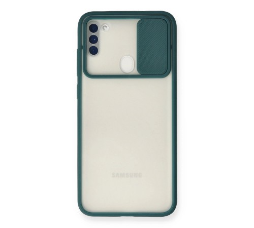 Samsung Galaxy A11 Kılıf Palm Buzlu Kamera Sürgülü Silikon - Yeşil