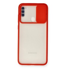 Samsung Galaxy A11 Kılıf Palm Buzlu Kamera Sürgülü Silikon - Kırmızı