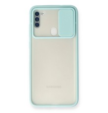 Samsung Galaxy A11 Kılıf Palm Buzlu Kamera Sürgülü Silikon - Turkuaz