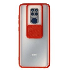 Xiaomi Redmi Note 9 Kılıf Palm Buzlu Kamera Sürgülü Silikon - Kırmızı