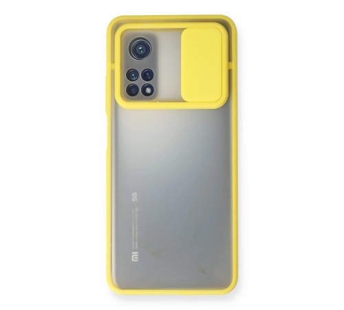 Xiaomi Mi 10T Kılıf Palm Buzlu Kamera Sürgülü Silikon - Sarı Xiaomi Mi 10T Kılıf Palm Buzlu Kamera Sürgülü Silikon - Sarı