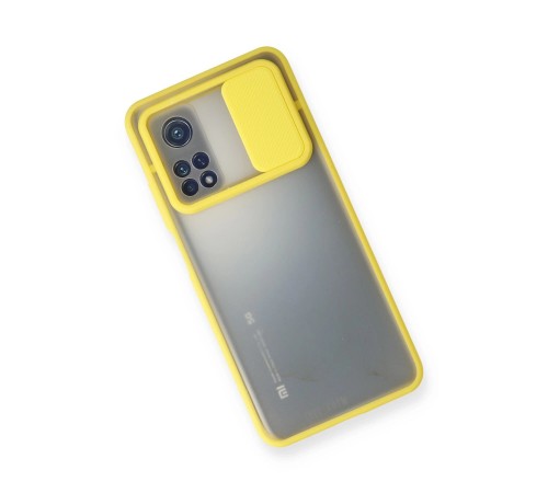 Xiaomi Mi 10T Kılıf Palm Buzlu Kamera Sürgülü Silikon - Sarı Xiaomi Mi 10T Kılıf Palm Buzlu Kamera Sürgülü Silikon - Sarı