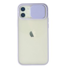 iPhone 12 Kılıf Palm Buzlu Kamera Sürgülü Silikon - Lila