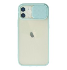 iPhone 12 Kılıf Palm Buzlu Kamera Sürgülü Silikon - Turkuaz