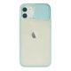 iPhone 12 Kılıf Palm Buzlu Kamera Sürgülü Silikon - Turkuaz