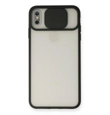 iPhone XS Max Kılıf Palm Buzlu Kamera Sürgülü Silikon - Siyah