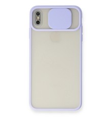 iPhone XS Max Kılıf Palm Buzlu Kamera Sürgülü Silikon - Lila