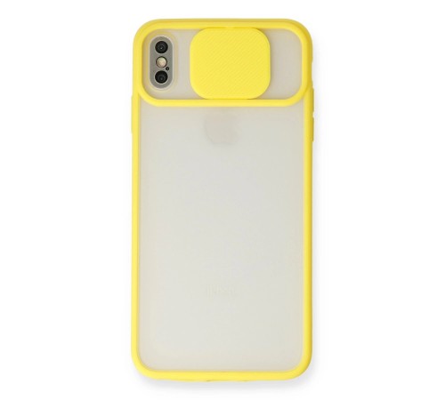 iPhone XS Max Kılıf Palm Buzlu Kamera Sürgülü Silikon - Sarı iPhone XS Max Kılıf Palm Buzlu Kamera Sürgülü Silikon - Sarı