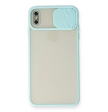iPhone XS Max Kılıf Palm Buzlu Kamera Sürgülü Silikon - Turkuaz