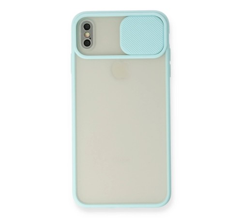 iPhone XS Max Kılıf Palm Buzlu Kamera Sürgülü Silikon - Turkuaz iPhone XS Max Kılıf Palm Buzlu Kamera Sürgülü Silikon - Turkuaz