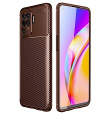 Oppo Reno 5 Lite Kılıf Auto Focus Karbon Kapak - Kahverengi
