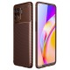 Oppo Reno 5 Lite Kılıf Auto Focus Karbon Kapak - Kahverengi