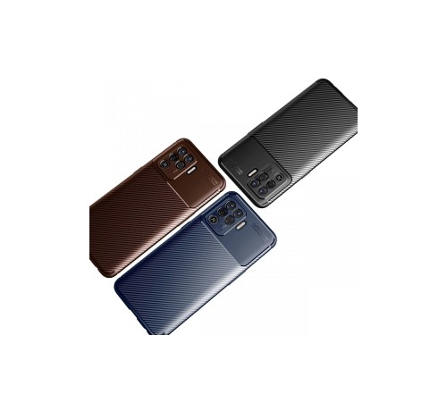 Oppo Reno 5 Lite Kılıf Auto Focus Karbon Kapak - Kahverengi Oppo Reno 5 Lite Kılıf Auto Focus Karbon Kapak - Kahverengi