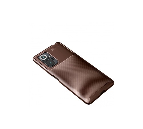 Xiaomi Redmi Note 10 Pro Kılıf Auto Focus Karbon Kapak - Kahverengi Xiaomi Redmi Note 10 Pro Kılıf Auto Focus Karbon Kapak - Kahverengi