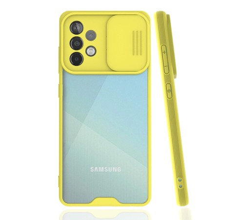 Samsung Galaxy A52 Kılıf Platin Kamera Koruma Silikon - Sarı